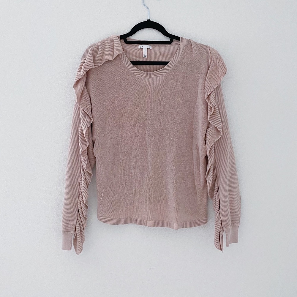 Nordstrom Leith mauve ruffle sweater size M 8 10